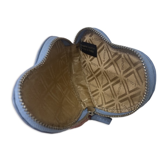 Lodis Light Blue Leather Heart Coin Purse, Key or Bag Charm - Picture 4 of 5